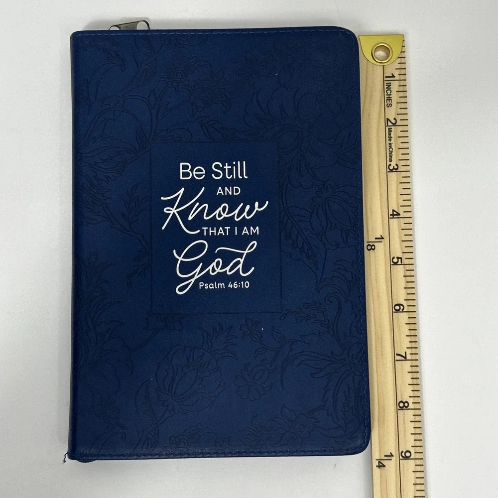 Be Still And KNOW, Navy Faux Leather Journal Christian Art Gifts Journal